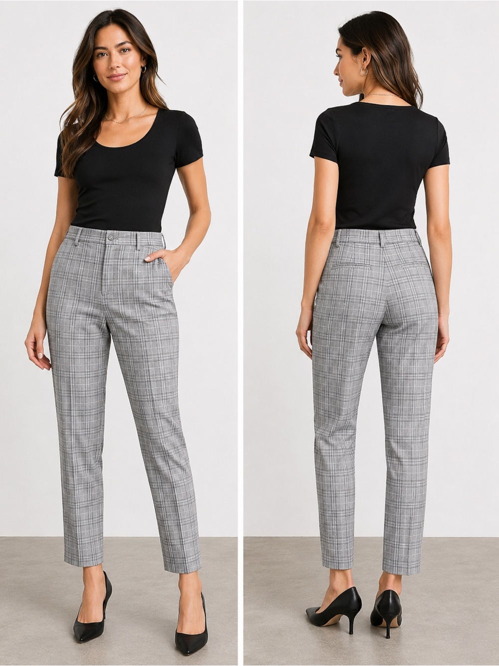 Tommy Hilfiger Gray Plaid Tailored Trousers 30x 32